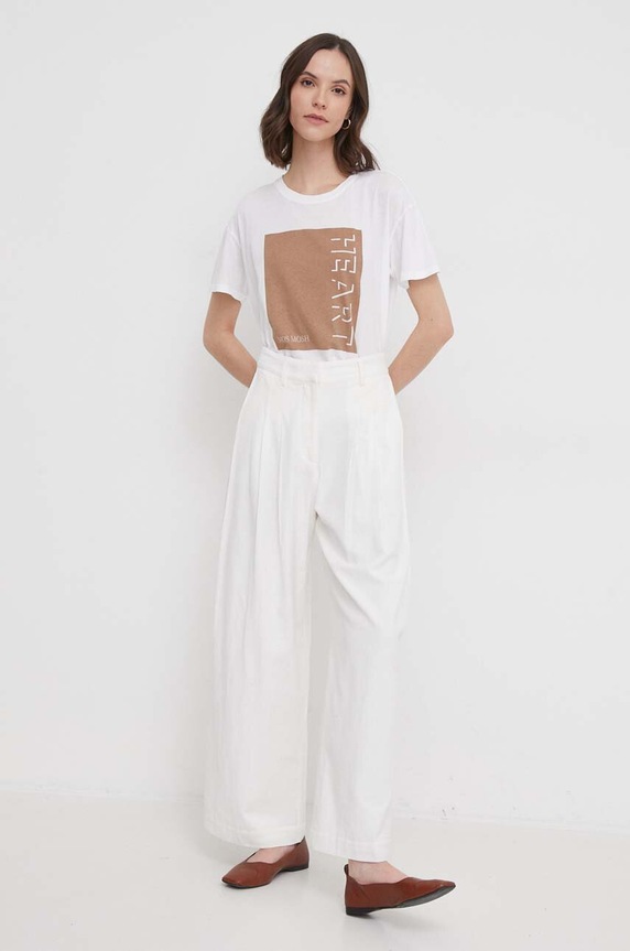 Mos Mosh t-shirt bawełniany 160840 beżowy ZS24