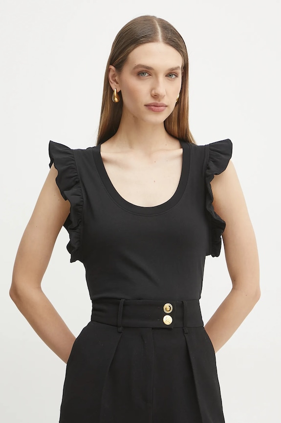 Bombažna kratka majica Silvian Heach TANKI Brez vzorca črna GPP25205CN