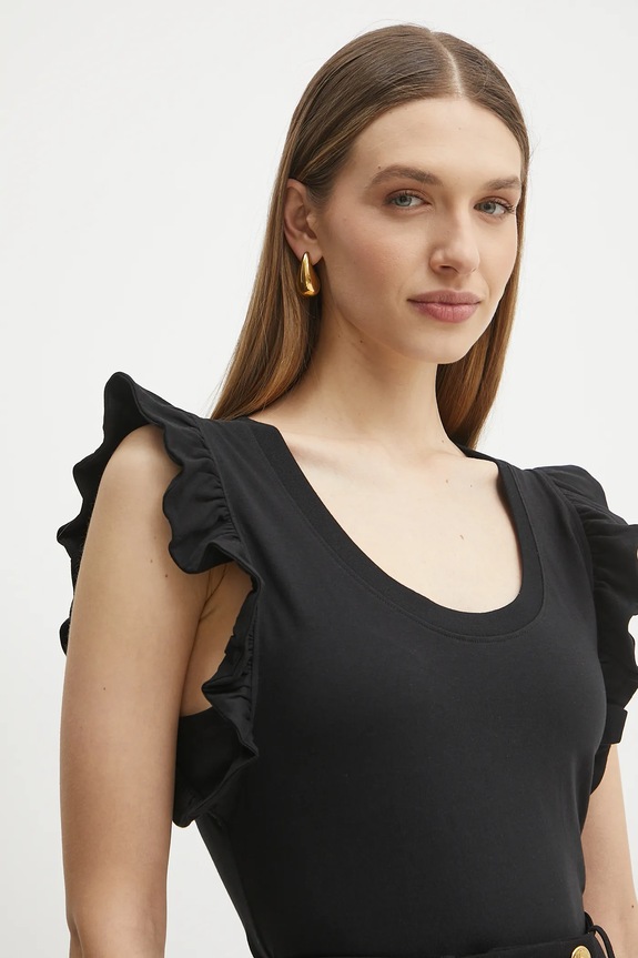 Bombažna kratka majica Silvian Heach TANKI črna GPP25205CN