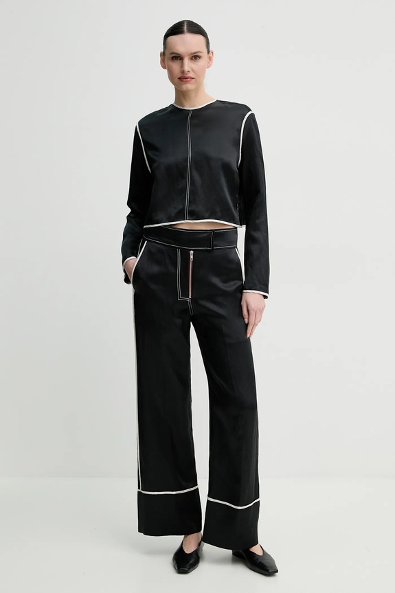 Μπλούζα με μείγμα από λινό Day Birger et Mikkelsen Baryl DAY65243652 μαύρο ZS25