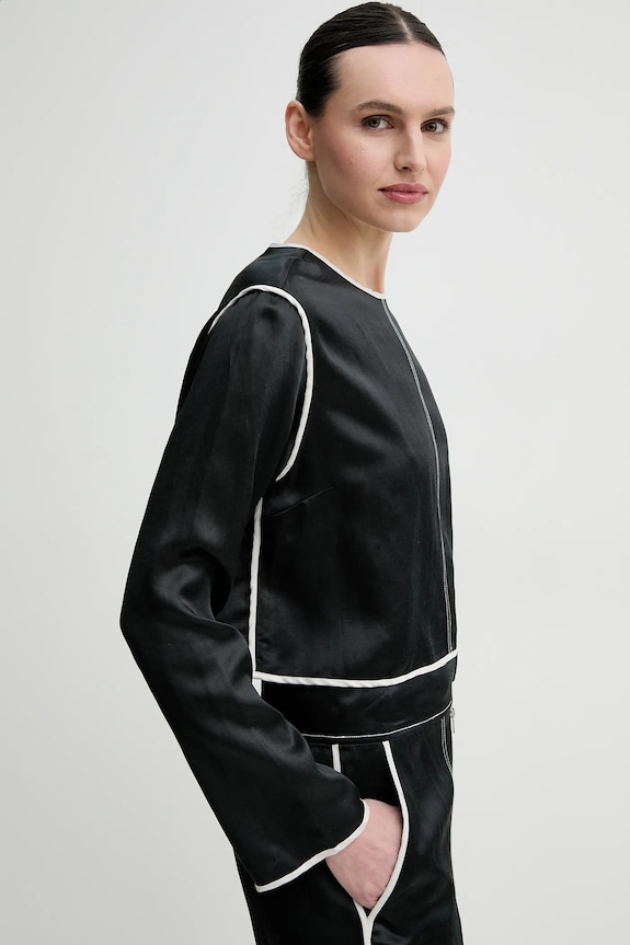 Μπλούζα με μείγμα από λινό Day Birger et Mikkelsen Baryl μαύρο DAY65243652