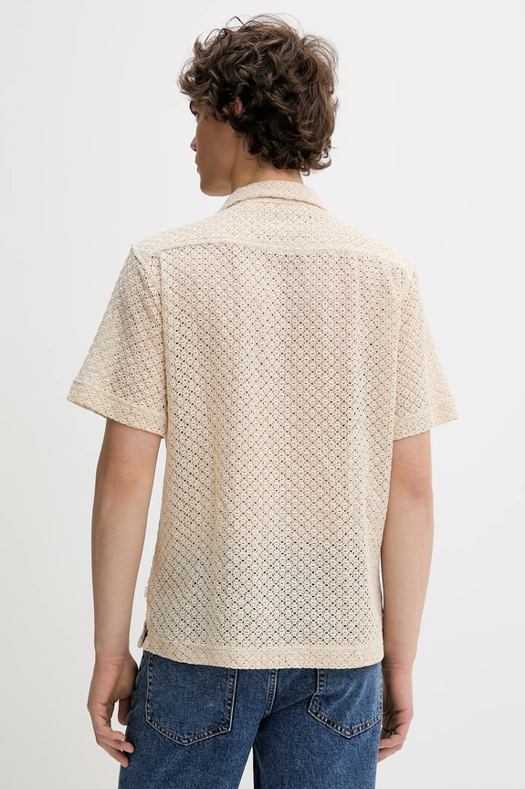 Abbigliamento Solid camicia in cotone 21108487 beige