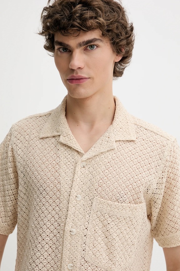 Βαμβακερό πουκάμισο Solid μπεζ 21108487