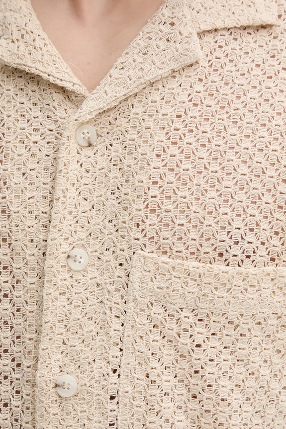 Βαμβακερό πουκάμισο Solid 21108487 μπεζ