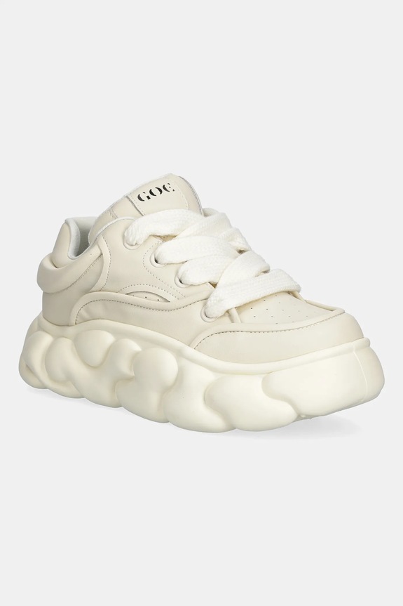 GOE sneakersy skórzane platforma beżowy RR2N4043