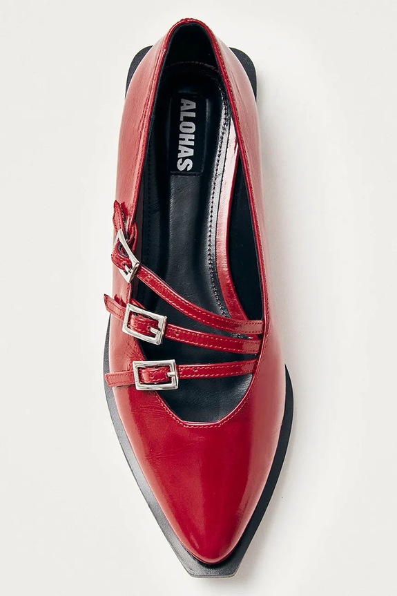 Alohas baleriny skórzane Jive S100839.03 czerwony