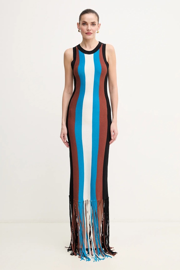 Silvian Heach ruha vászonkeverékből RICIAMI vállas kék GPP25026VE