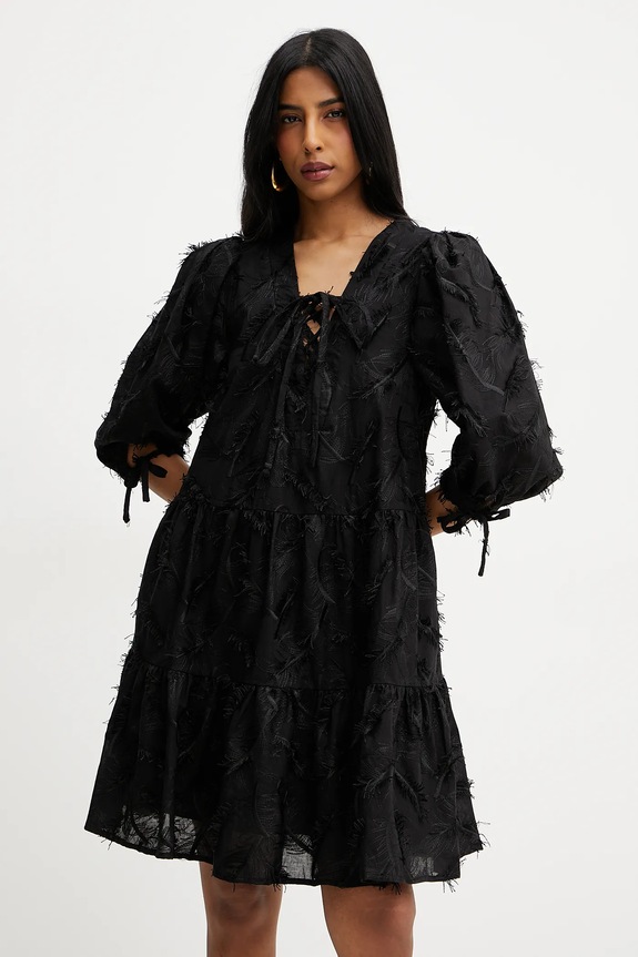 Silvian Heach rochie din bumbac MICAUTI legat negru GPP25333VE