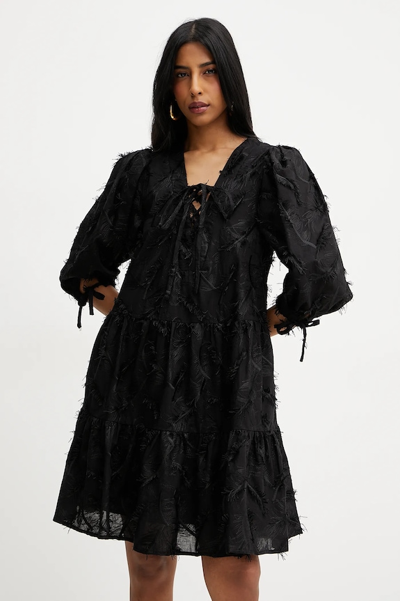 Silvian Heach rochie din bumbac MICAUTI legat negru GPP25333VE