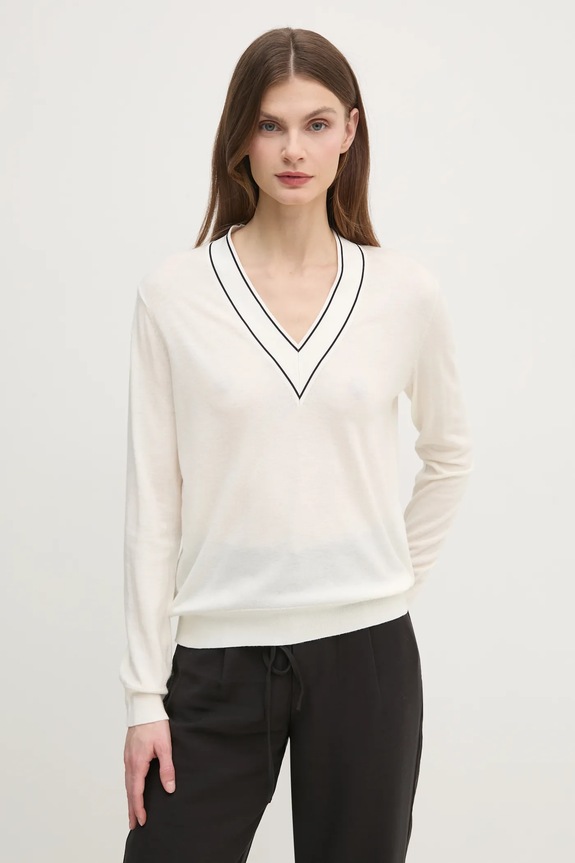 Mos Mosh sweter wełniany szpic beżowy 168690