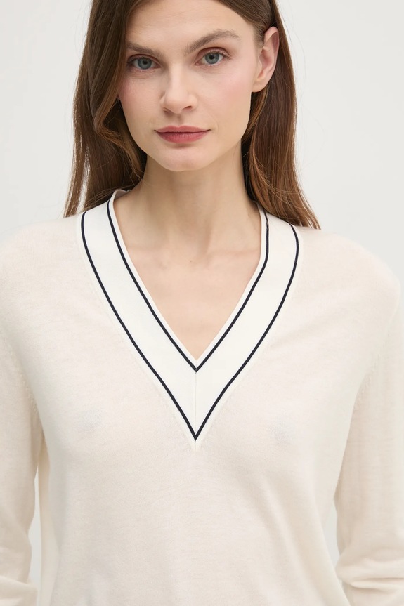 Mos Mosh sweter wełniany beżowy 168690