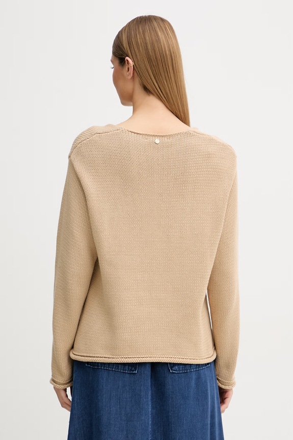 Ρούχα Mos Mosh πουλόβερ γυναικείο βαμβακερό 168060 μπεζ