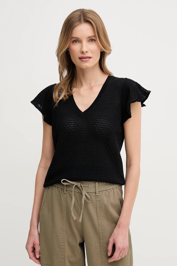 Mos Mosh maglione in cotone scollo a V nero 168800.