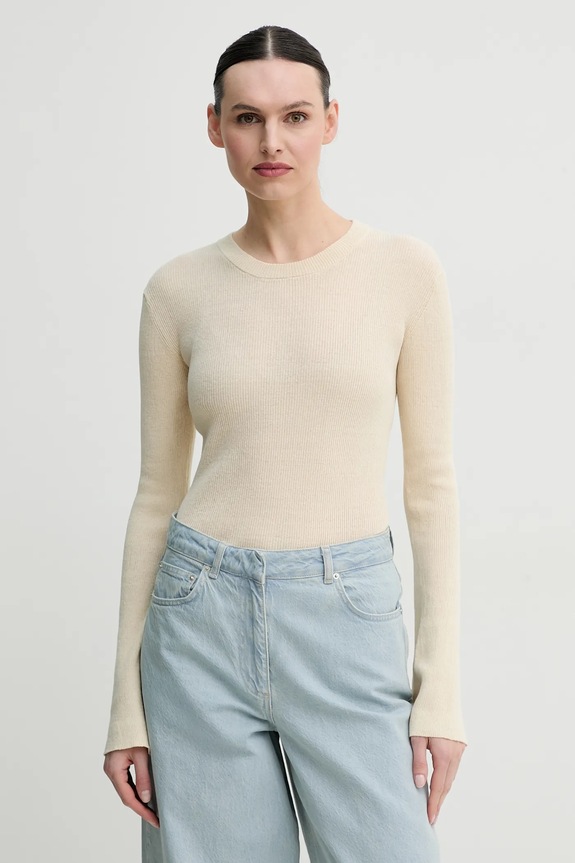 Day Birger et Mikkelsen vászonkeverék pulóver Teran sima bézs DAY65243760