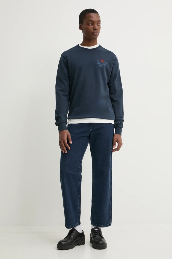 Βαμβακερή μπλούζα Solid ORMAN 21108522.194010 σκούρο μπλε ZS25