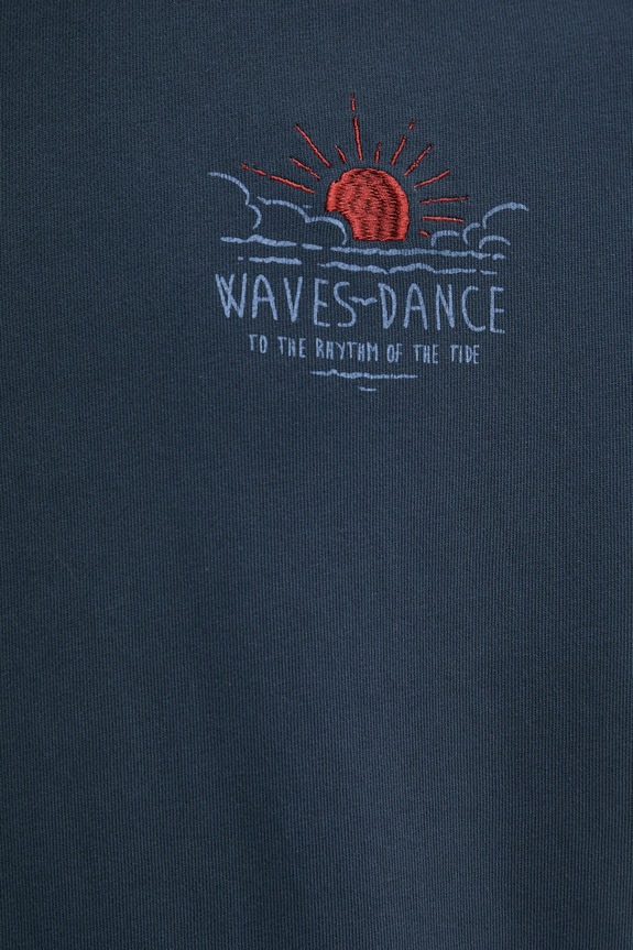 Βαμβακερή μπλούζα Solid ORMAN 21108522.194010 σκούρο μπλε