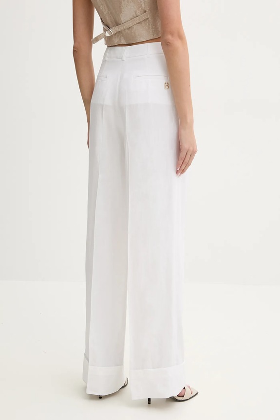 Abbigliamento Blugirl Blumarine pantaloni in lino misto RA5161.T8823 bianco