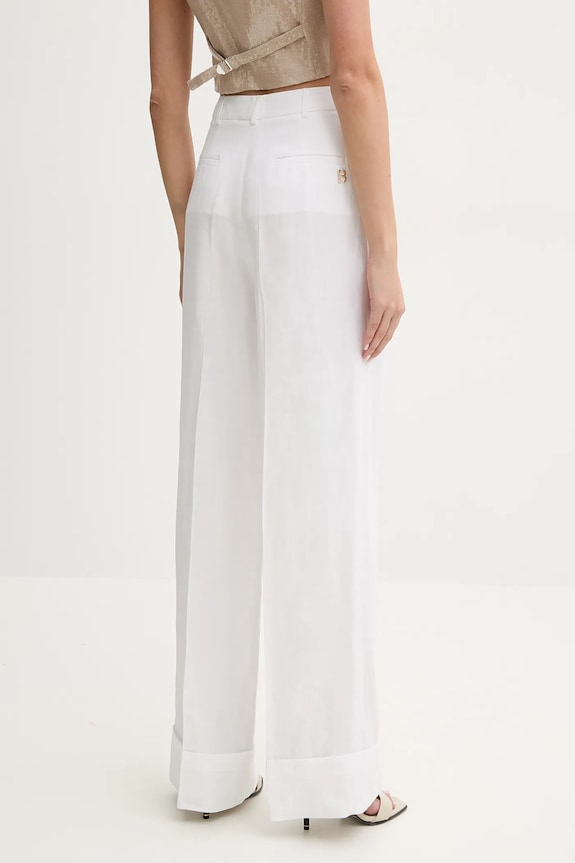 Abbigliamento Blugirl Blumarine pantaloni in lino misto RA5161.T8823 bianco