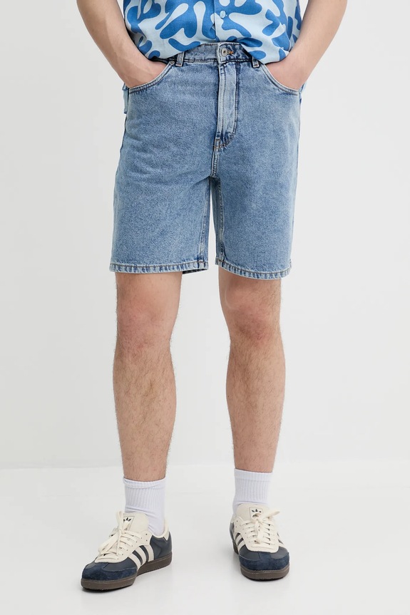 Solid pantaloncini di jeans denim blu 21107657