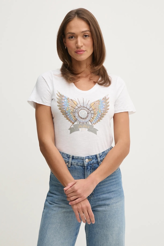 Mos Mosh tricou din bumbac alb 170520