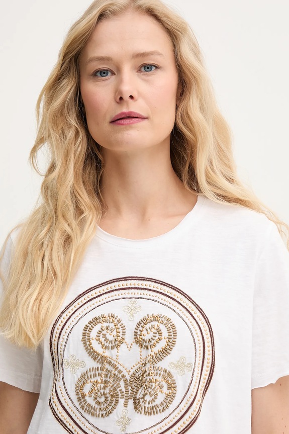 Βαμβακερό μπλουζάκι Mos Mosh λευκό 168100.