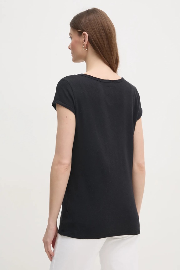 Odzież Mos Mosh t-shirt lniany 117440 czarny