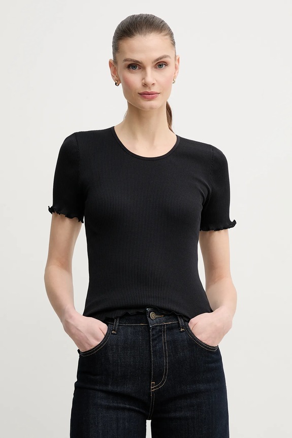 Mos Mosh t-shirt z domieszką jedwabiu pozostałe czarny 168300