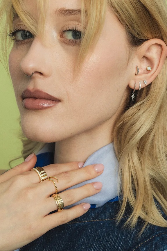 Akcesoria ANIA KRUK kolczyk do piercingu damski ze srebra pozłacanego z opalem ROCK IT SRUKY3449Z złoty