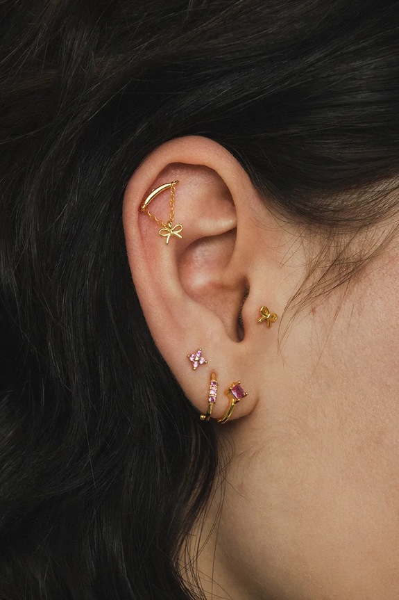 ANIA KRUK kolczyk do piercingu damski ze srebra pozłacanego bez kamienia ROCK IT złoty SRUKS3380Z