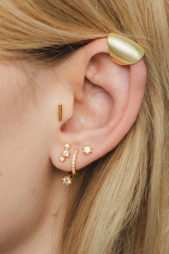 ANIA KRUK kolczyk do piercingu damski srebrny pozłacany bez kamienia ROCK IT złoty SRUKS3360Z