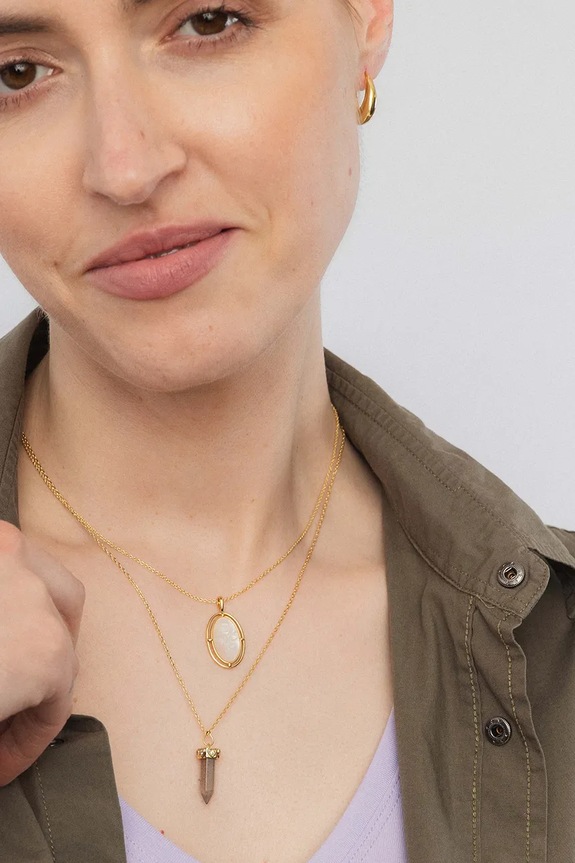 Accesorii ANIA KRUK colier pentru femei, din alamă cu cuarț DUO MMRNN2168Z aur