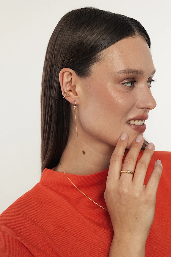 ANIA KRUK ear cuff pentru femei, din alamă fără piatră VINTAGE aur MMRKM2520Z
