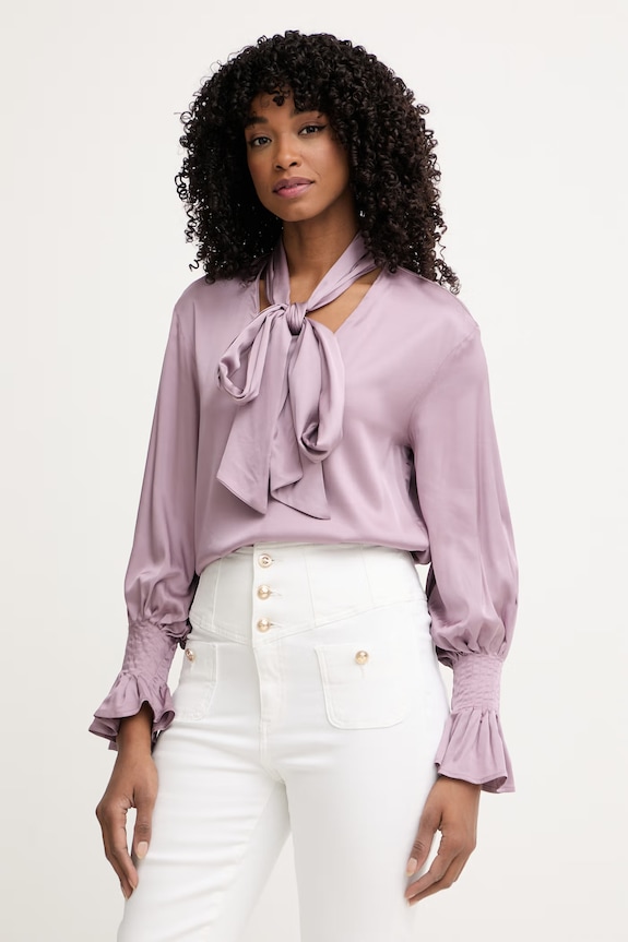 Silvian Heach μπλούζα γυναικεία με βισκόζη SALIS μωβ CVP26022BL