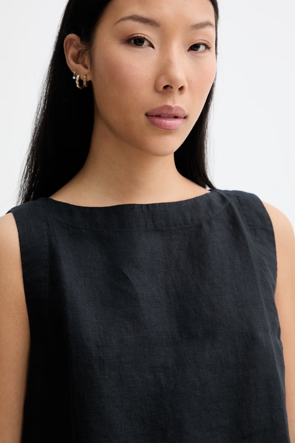 Marc O'Polo top damski lniany czarny 5000014058