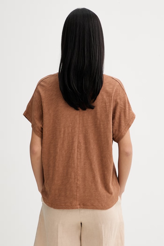 Odzież Marc O'Polo T-shirt basic damski bawełniany 5000014112 brązowy