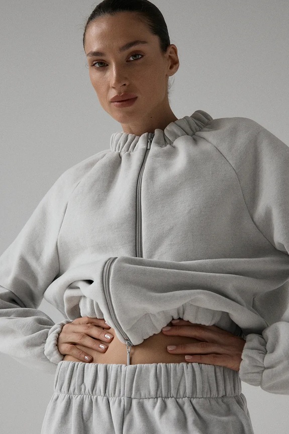 Muuv rozepínací mikina dámská s bavlnou SMOOTH COTTON šedá roz.bl.bom.SMOOTHCOTTON
