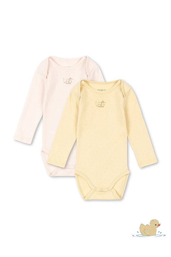 Fanga Fontana body niemowlęce bawełniane PERLA 2 PACK LS BODY OCS 2-pack żółty FA100084