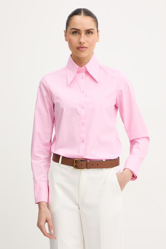 Silvian Heach cămașă din bumbac DORINI lung roz GPP26166CA