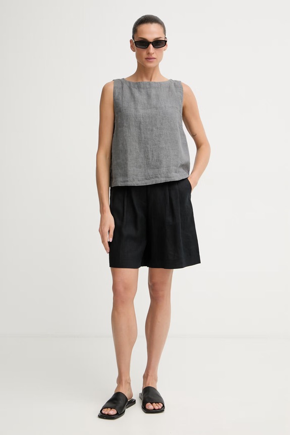 Marc O'Polo top damski lniany 5000014207 szary ZS26