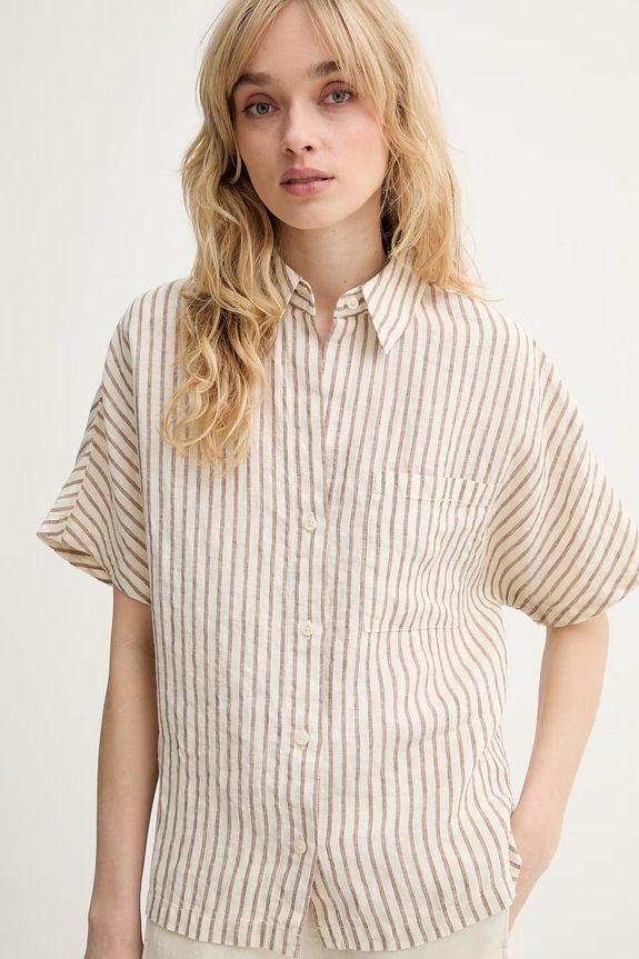 Marc O'Polo koszula damska lniana beżowy 5000014082