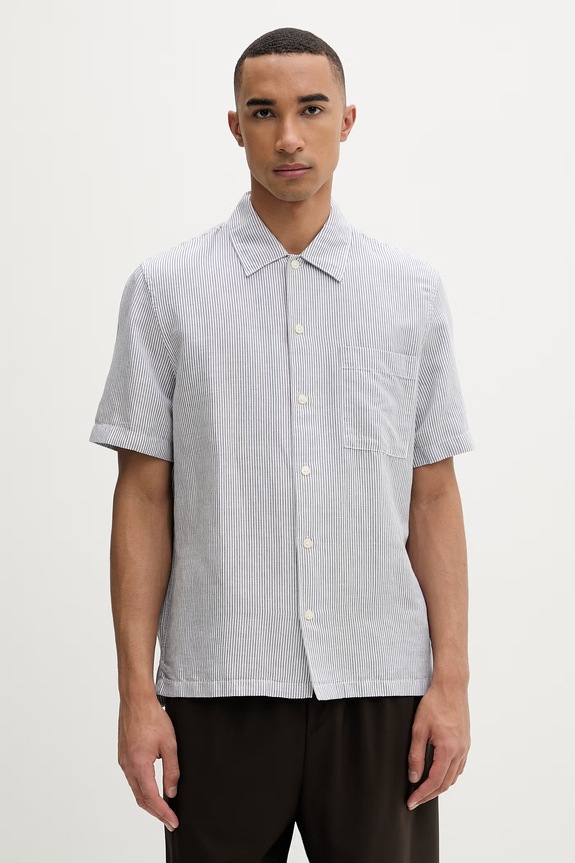 Marc O'Polo koszula męska z lnem niebieski 5000013946