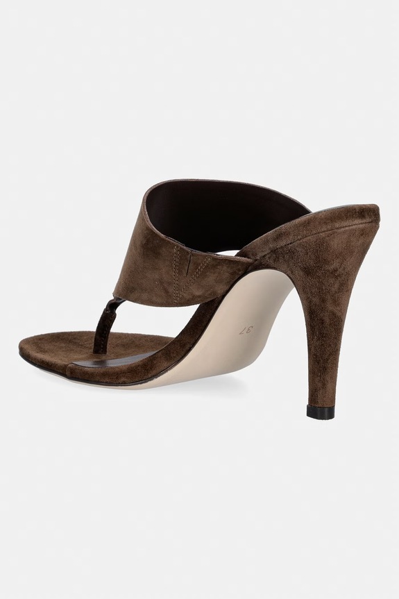 Încălțăminte Jeffrey Campbell șlapi pentru femei, din piele întoarsă AZULA JCD.242.4.10 maro