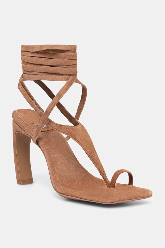 Jeffrey Campbell sandale din piele întoarsă Bon-Bon gros maro JC.1691.1.1