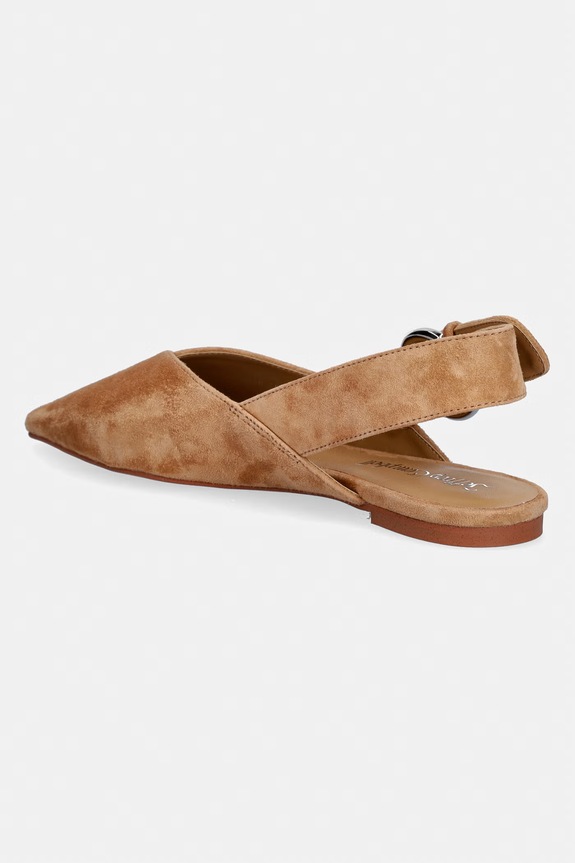 Încălțăminte Jeffrey Campbell balerini din piele întoarsă SCONE U301.01B.003 bej