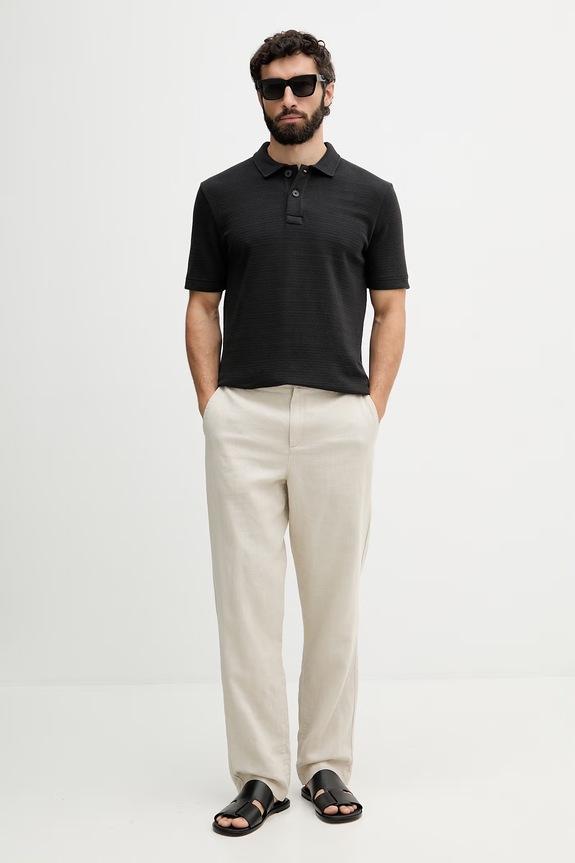 Marc O'Polo polo majica moška bombažna z elastanom 5000014000 črna ZS26