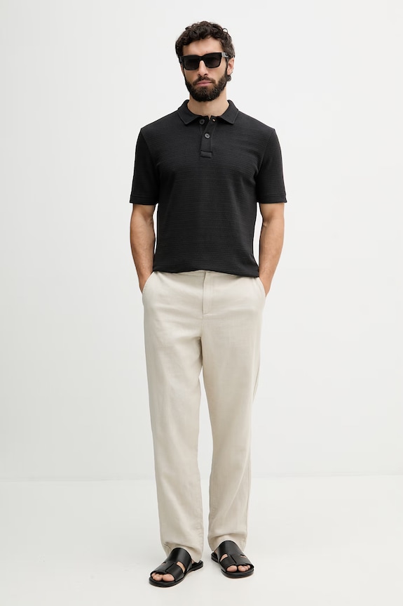 Marc O'Polo polo majica moška bombažna z elastanom 5000014000 črna ZS26