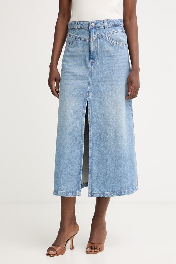 Silvian Heach fustă în formă de A din denim KANT albastru GPP26024GO