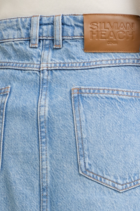 Silvian Heach fustă în formă de A din denim KANT albastru GPP26024GO