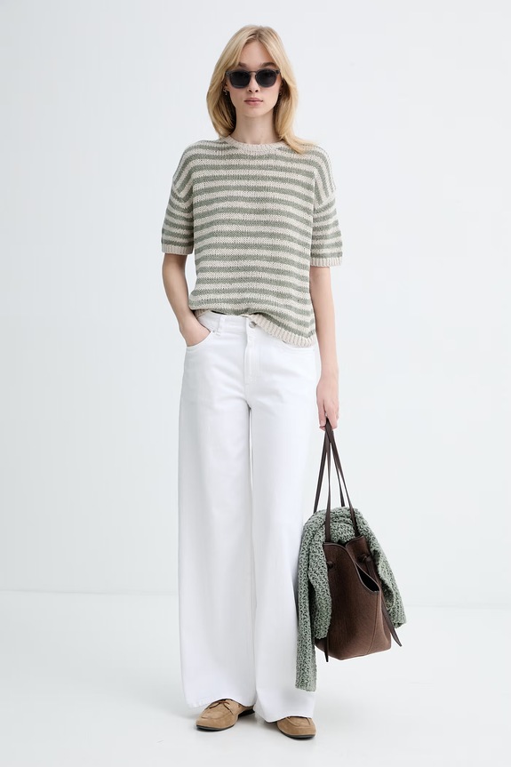 Marc O'Polo jeansy wide leg damskie 5000014176 biały ZS26