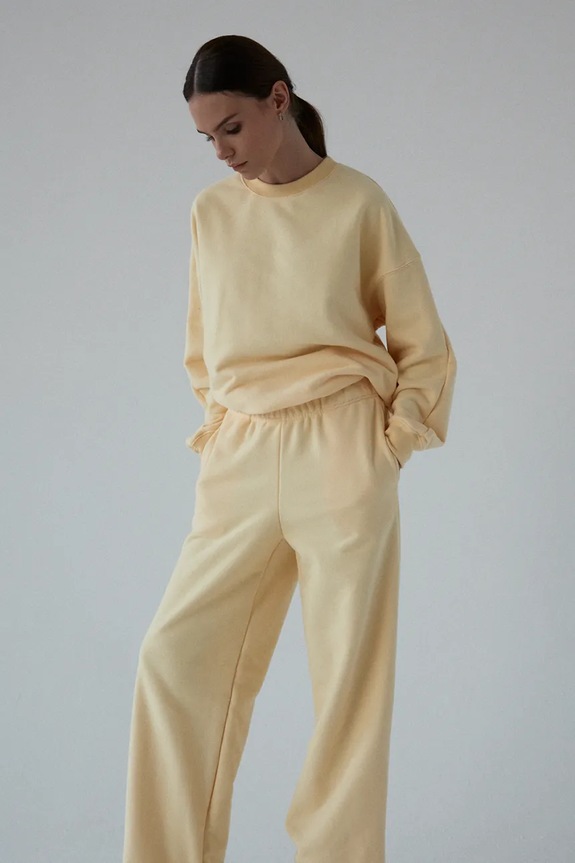 Muuv. pantaloni de trening pentru femei, cu bumbac LE PUMP galben sp.dres.pr.nog.LEPUMP